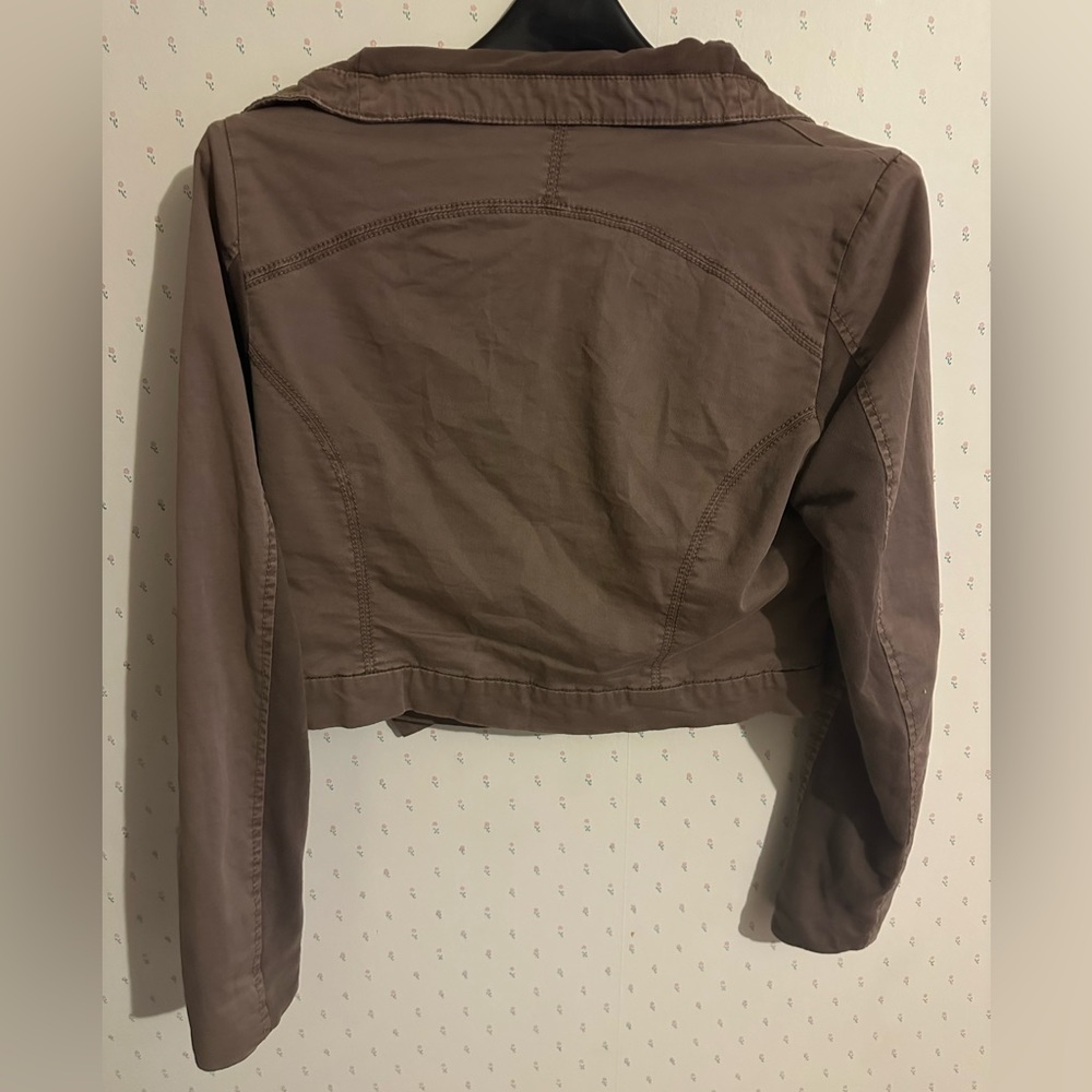 Cute asymmetrical zip dusty mauve jacket